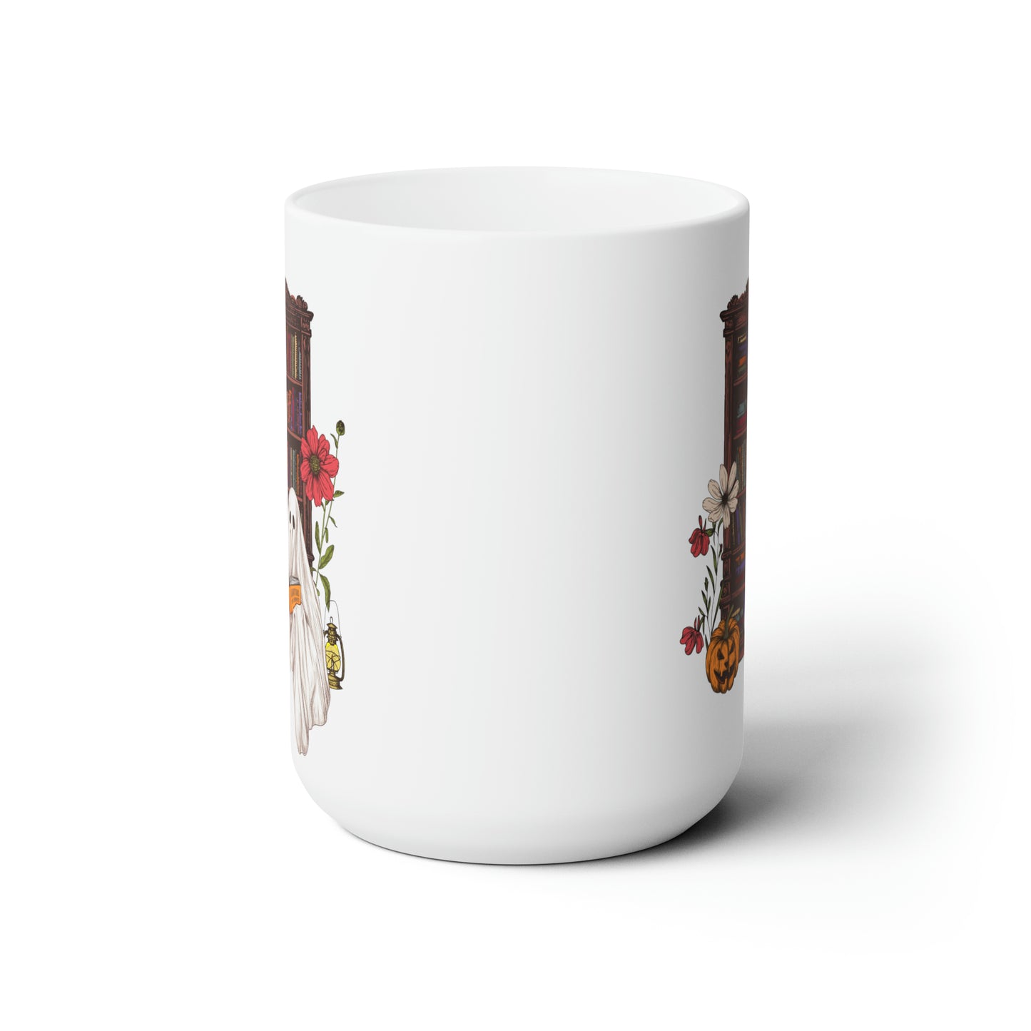 Haunting For Dummies: Ghost Reading A Book In A Haunted Library Vintage Illustrated Mug