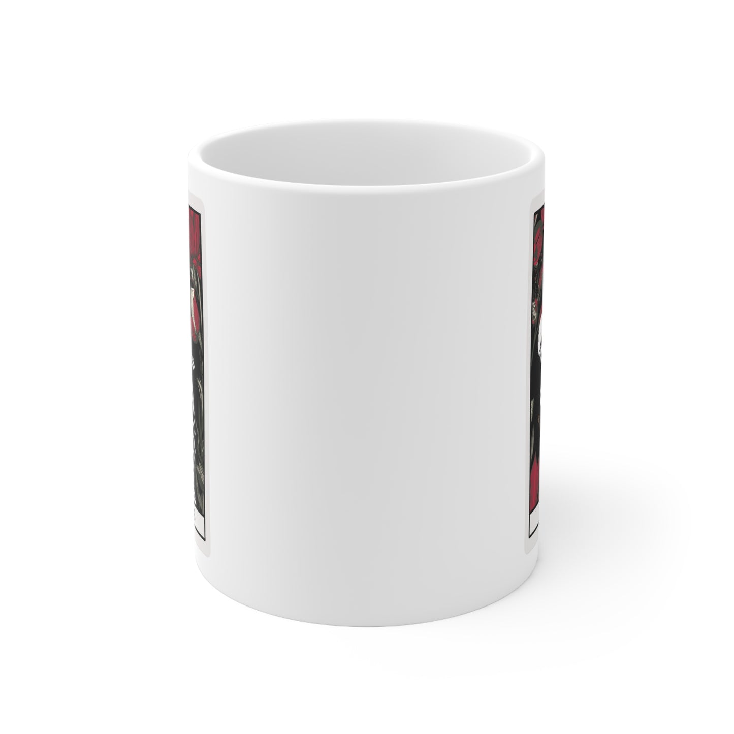 The Lovers Undead VI Tarot Card Skeleton Mug, White