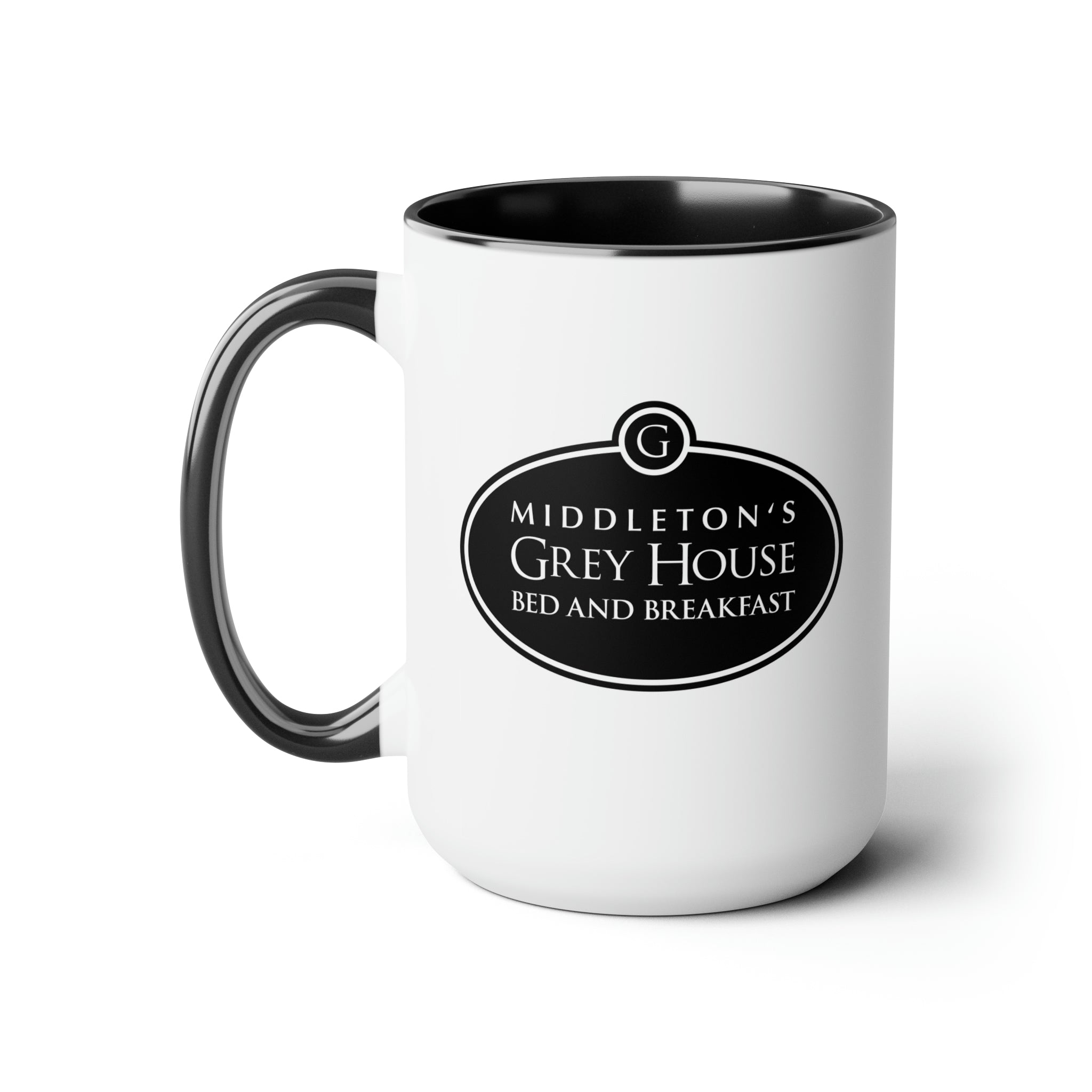 Hallmark-Inspired Good Witch Grey House Bed And Breakfast Logo Two-Tone Mug, 15oz