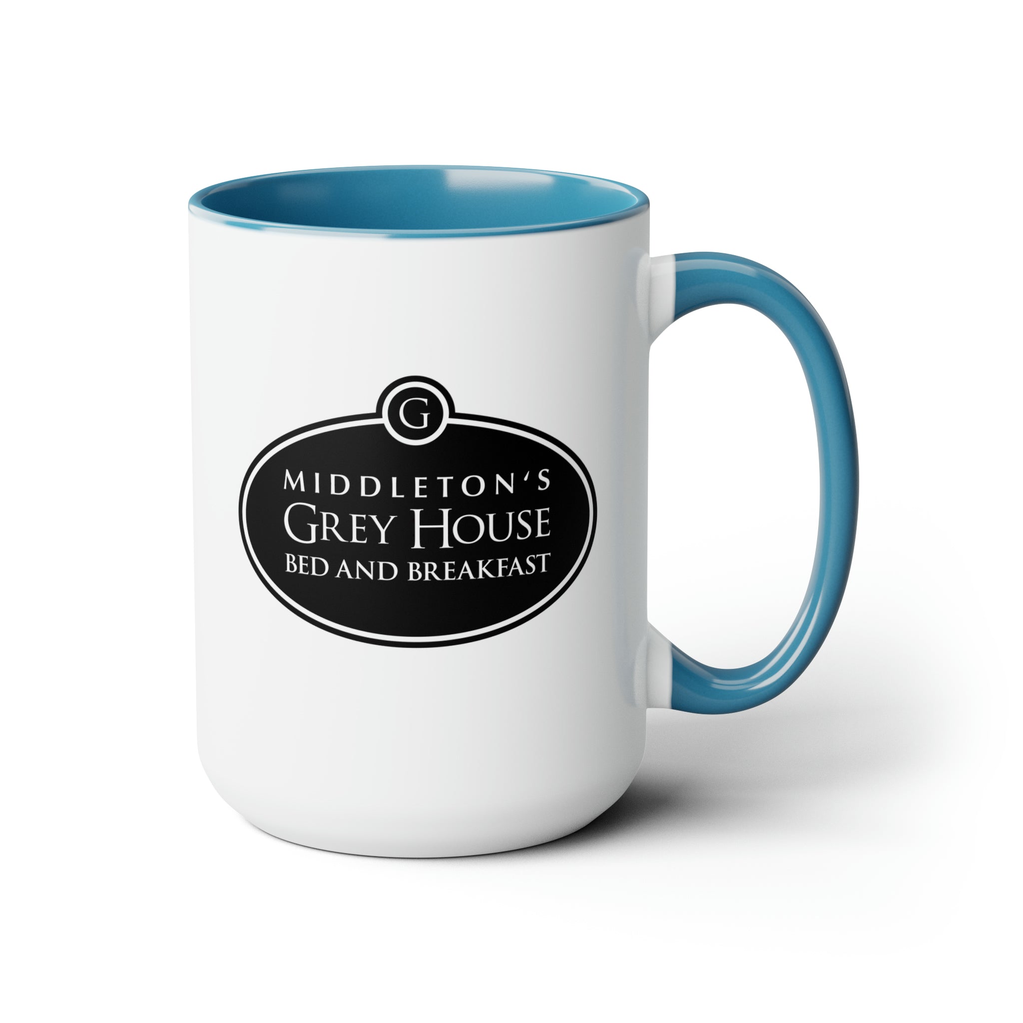 Hallmark-Inspired Good Witch Grey House Bed And Breakfast Logo Two-Tone Mug, 15oz