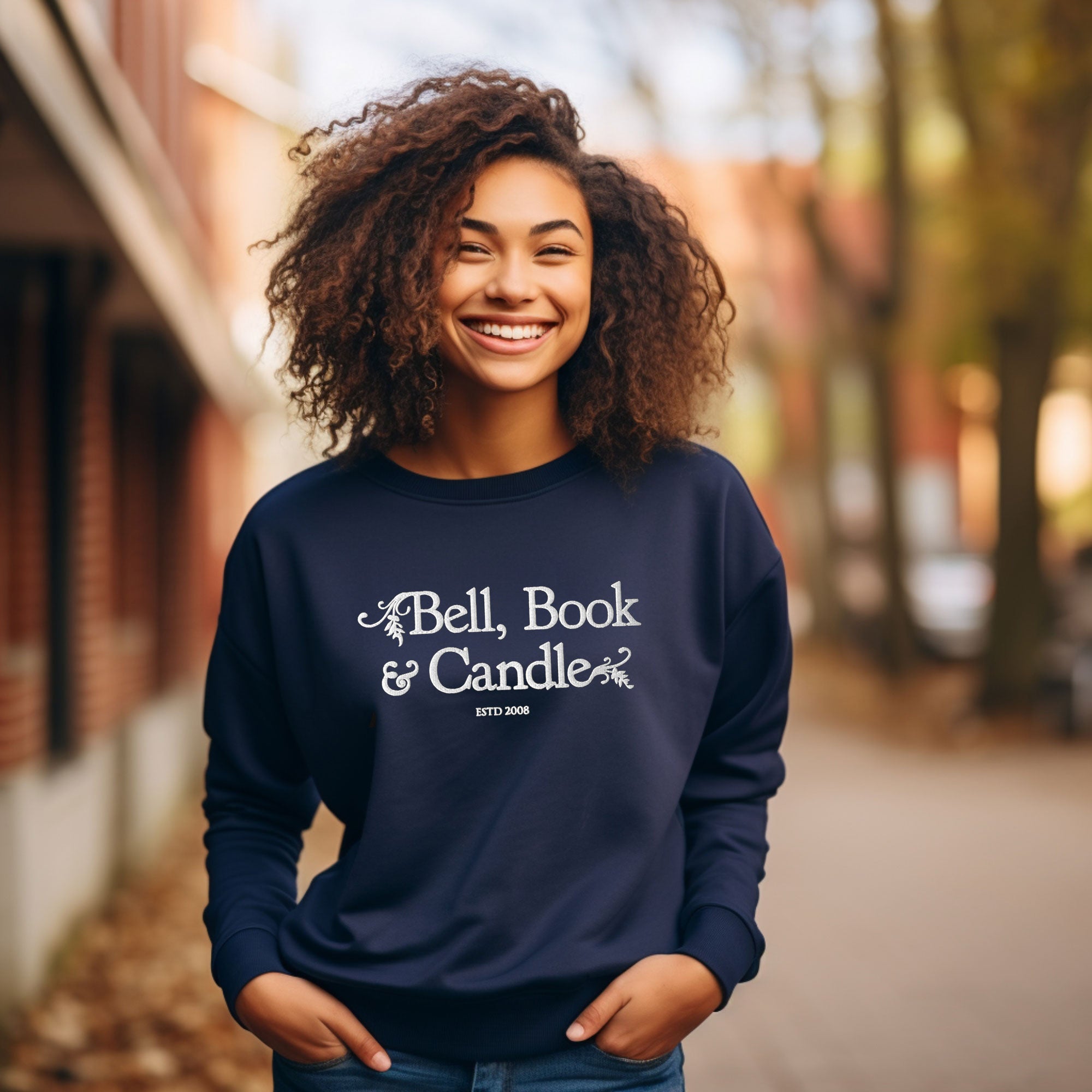 Hallmark-Inspired Good Witch Bell Book & Candle Embroidered Sweatshirt