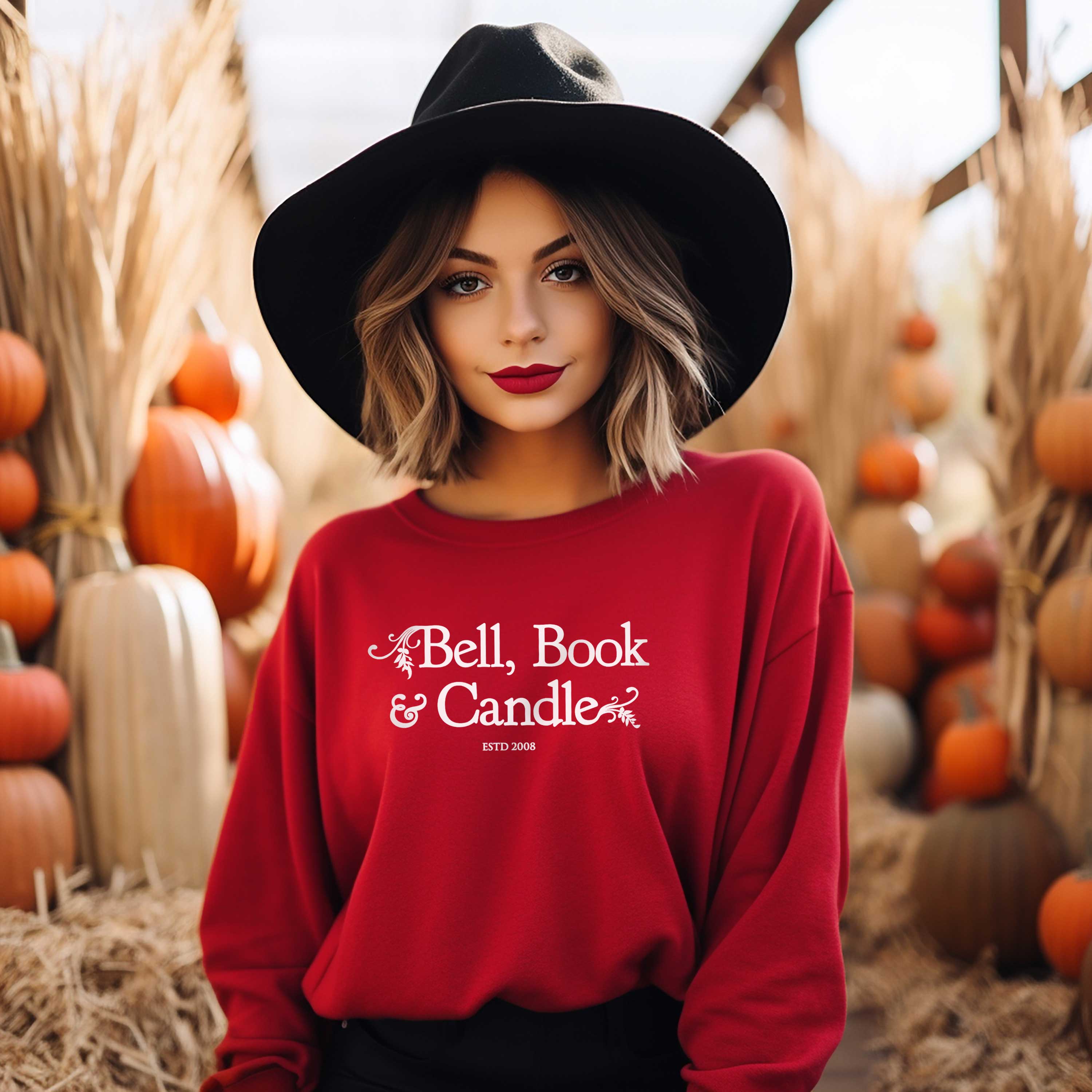 Hallmark-Inspired Good Witch Bell Book & Candle Embroidered Sweatshirt