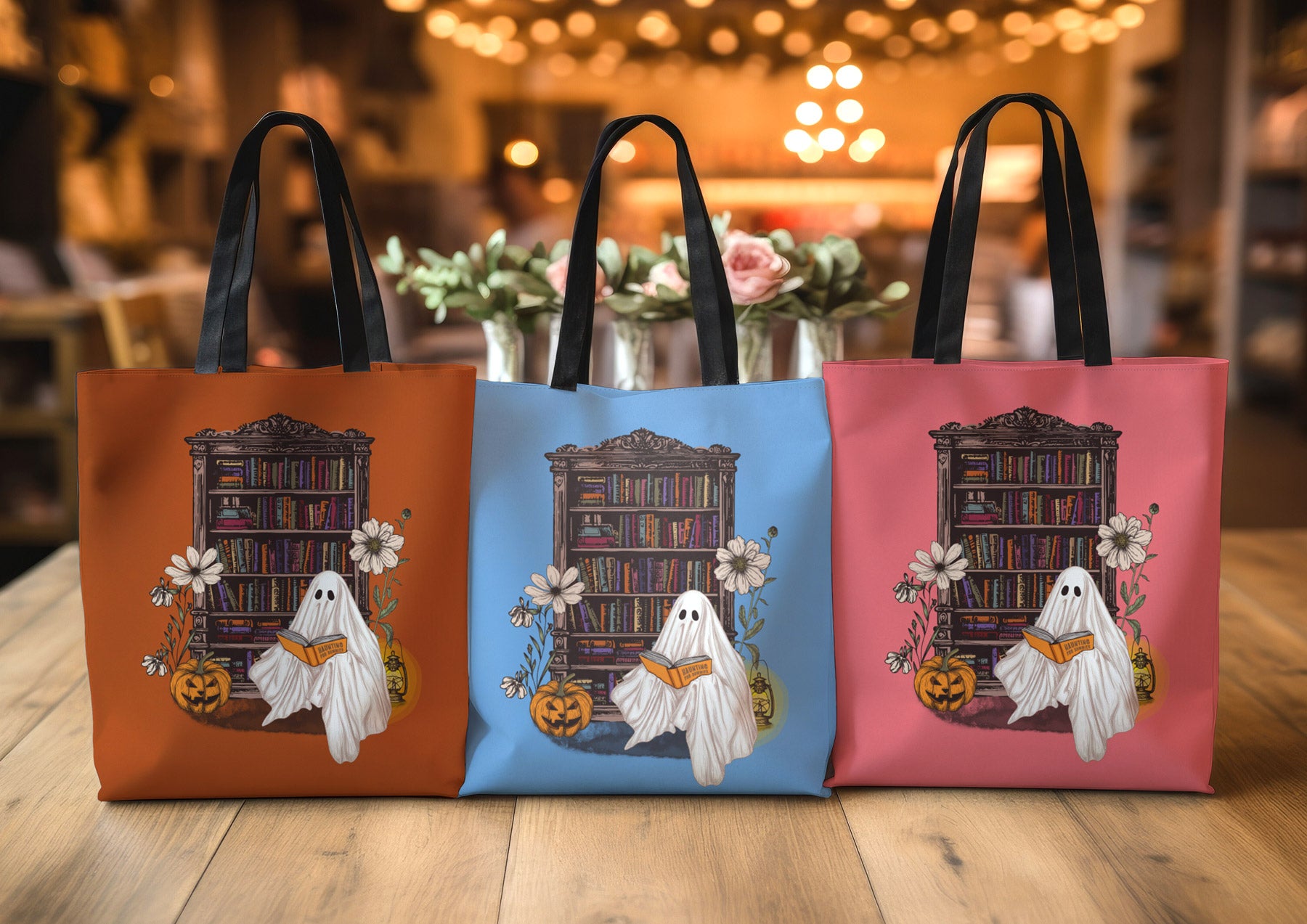 Haunting For Dummies: Ghost Reading A Book In A Haunted Library Vintage Illustrated Tote Bag