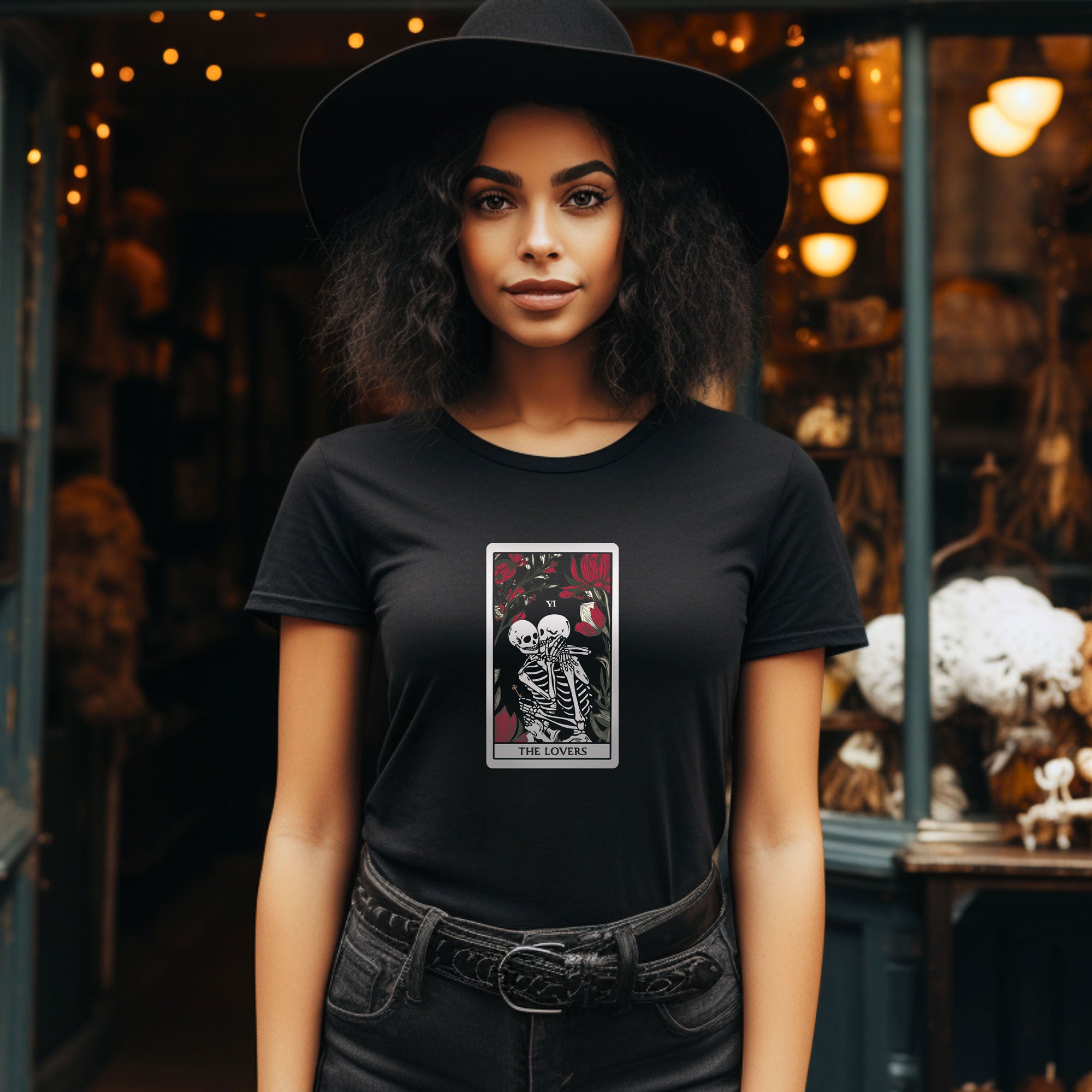 The Lovers Undead VI Tarot Card Skeleton Tee