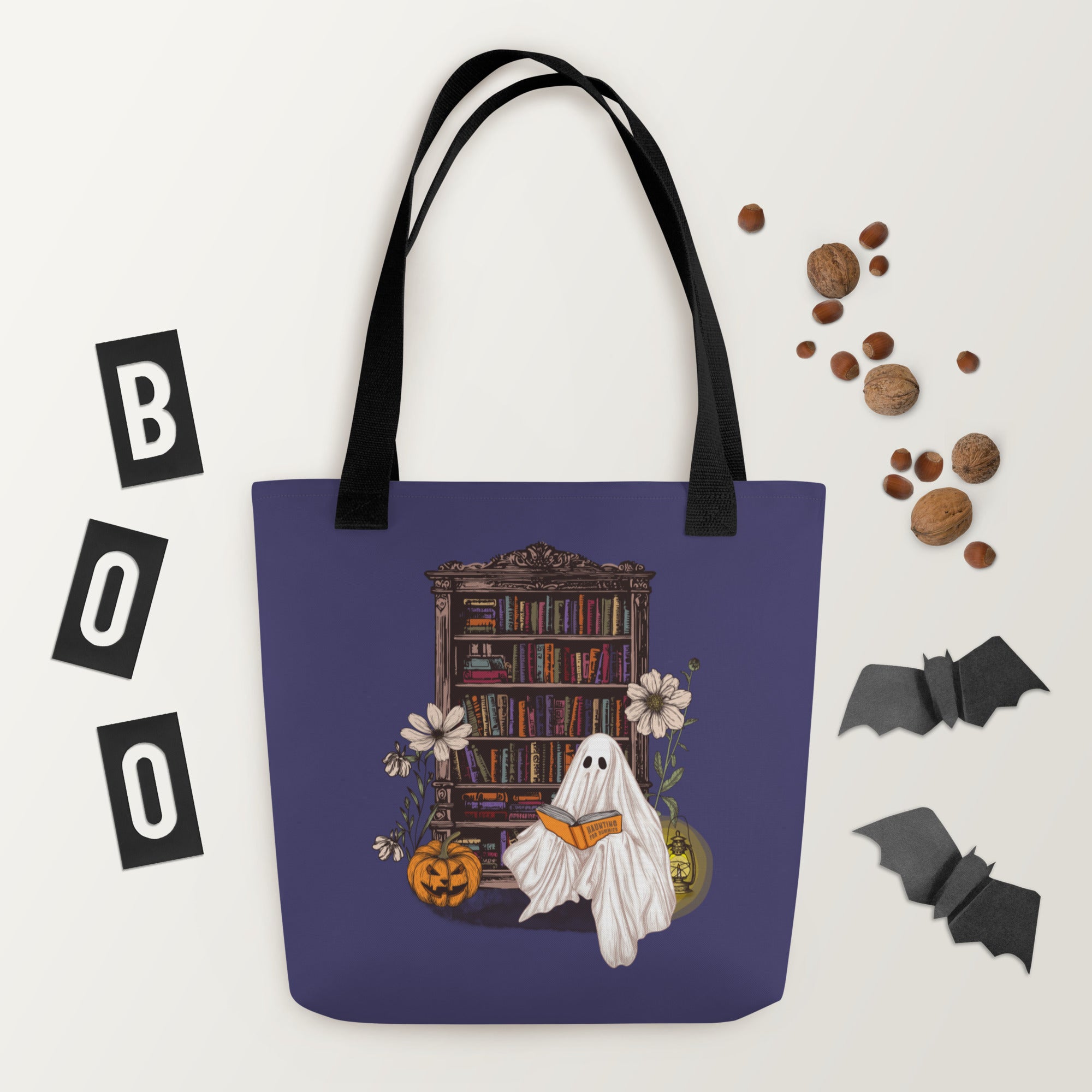 Haunting For Dummies: Ghost Reading A Book In A Haunted Library Vintage Illustrated Tote Bag