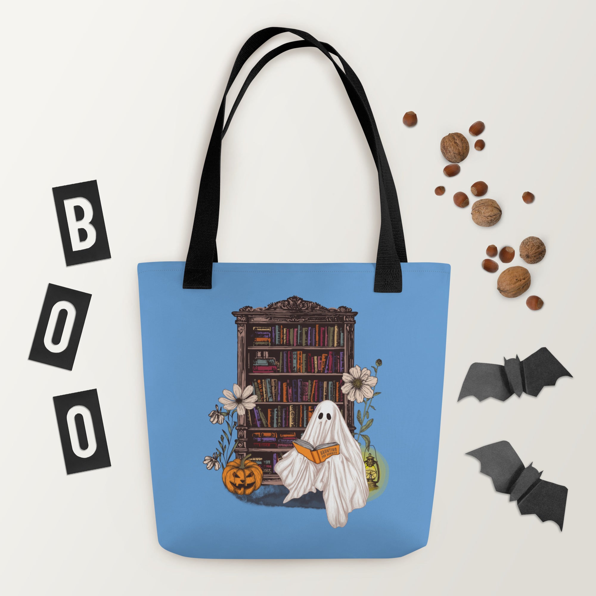 Haunting For Dummies: Ghost Reading A Book In A Haunted Library Vintage Illustrated Tote Bag