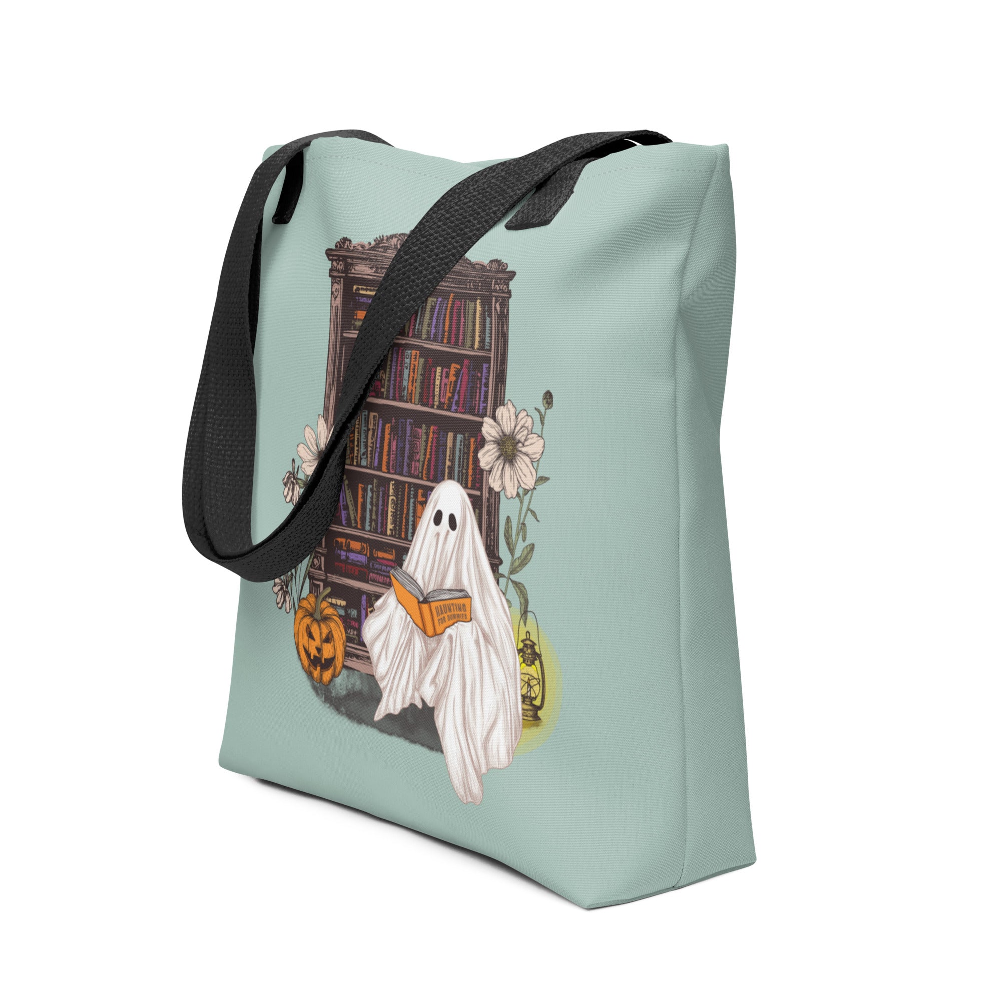 Haunting For Dummies: Ghost Reading A Book In A Haunted Library Vintage Illustrated Tote Bag