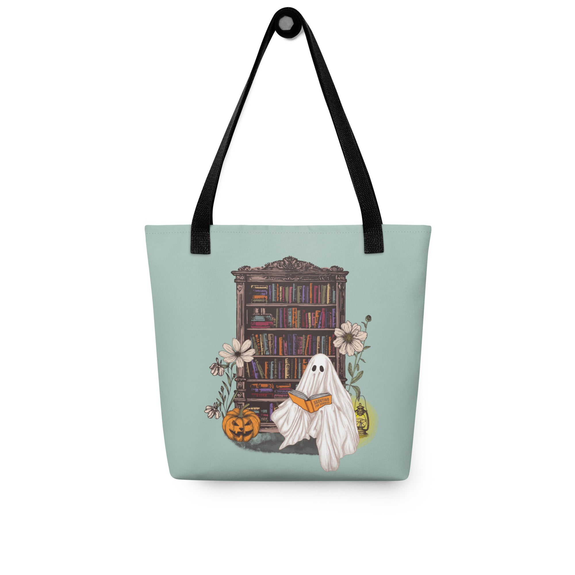 Haunting For Dummies: Ghost Reading A Book In A Haunted Library Vintage Illustrated Tote Bag