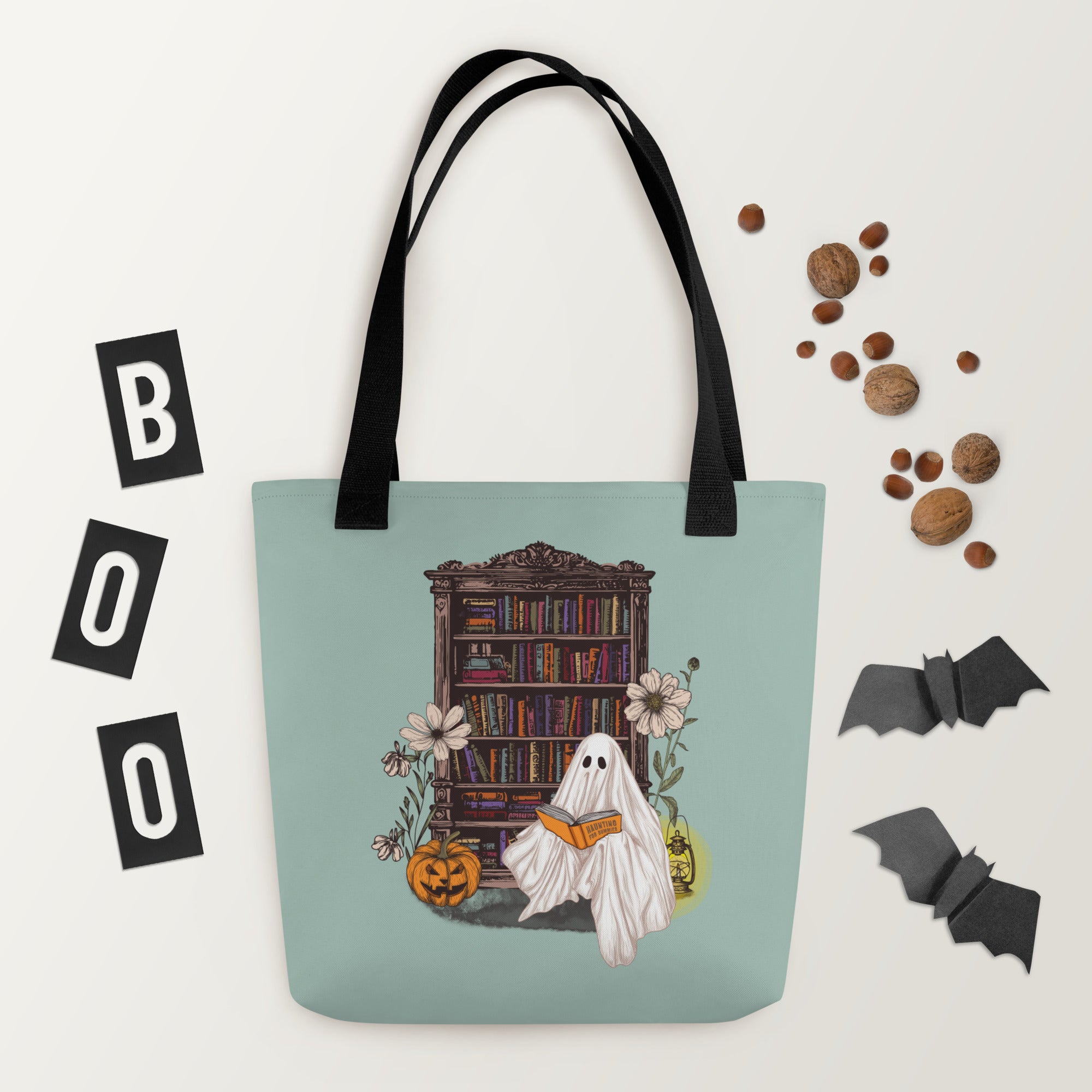 Haunting For Dummies: Ghost Reading A Book In A Haunted Library Vintage Illustrated Tote Bag