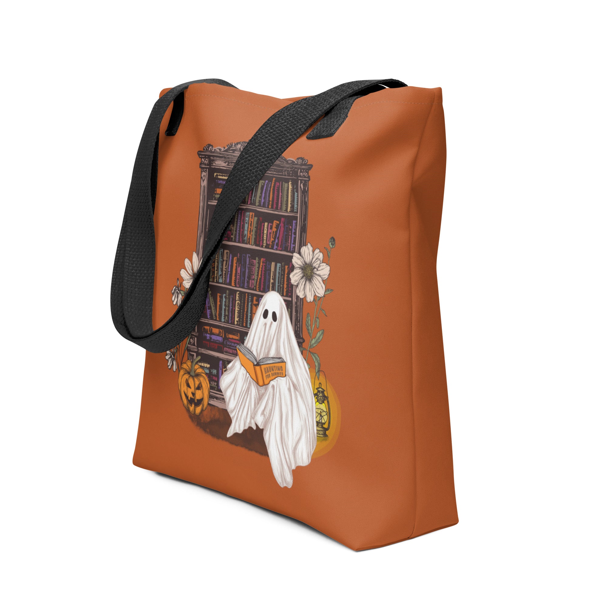Haunting For Dummies: Ghost Reading A Book In A Haunted Library Vintage Illustrated Tote Bag