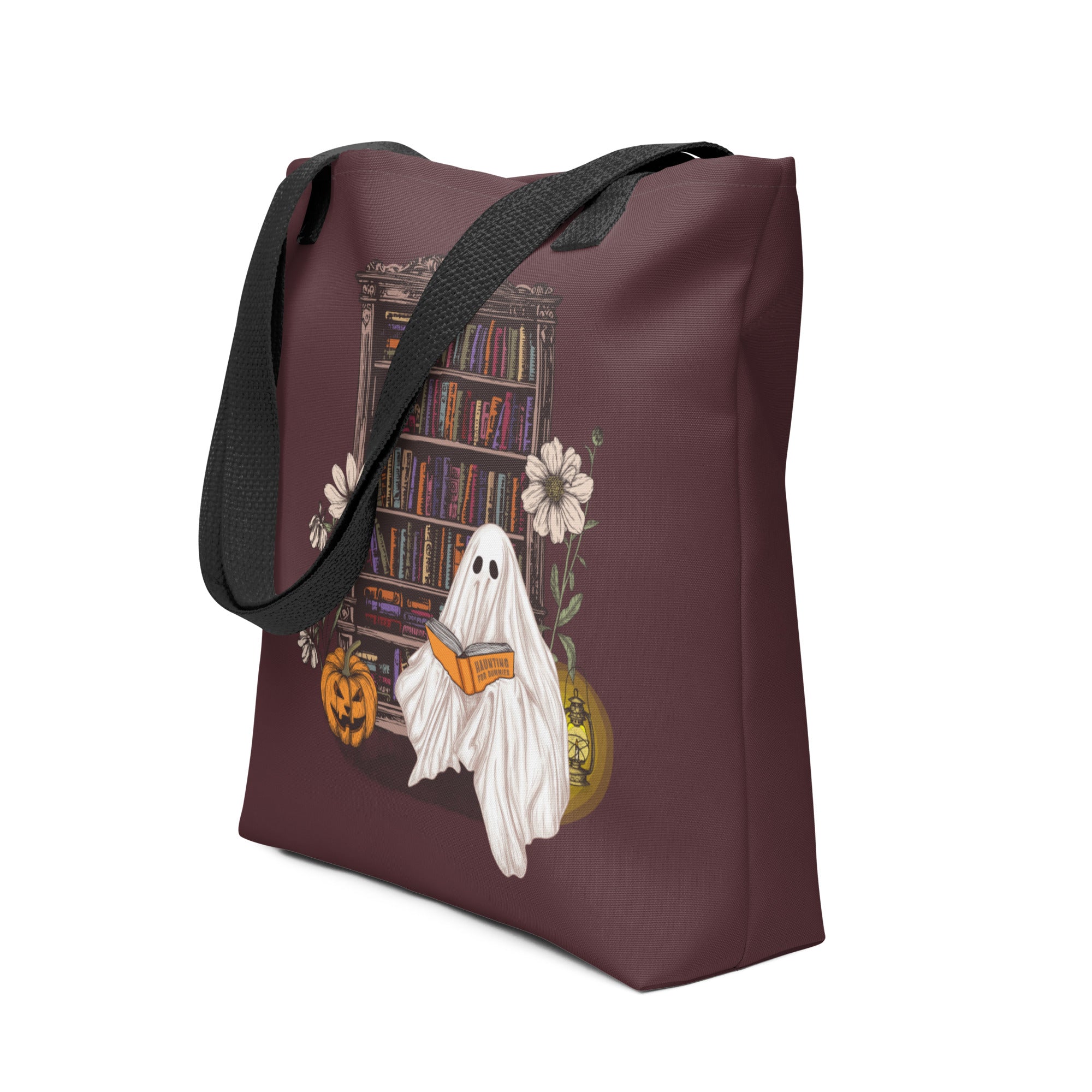 Haunting For Dummies: Ghost Reading A Book In A Haunted Library Vintage Illustrated Tote Bag