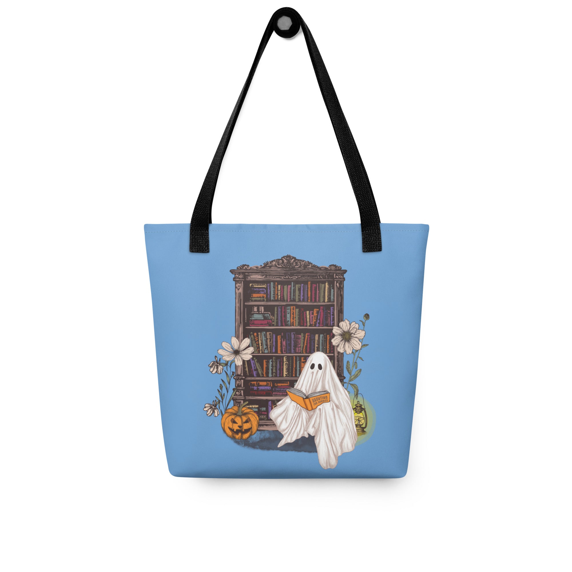 Haunting For Dummies: Ghost Reading A Book In A Haunted Library Vintage Illustrated Tote Bag