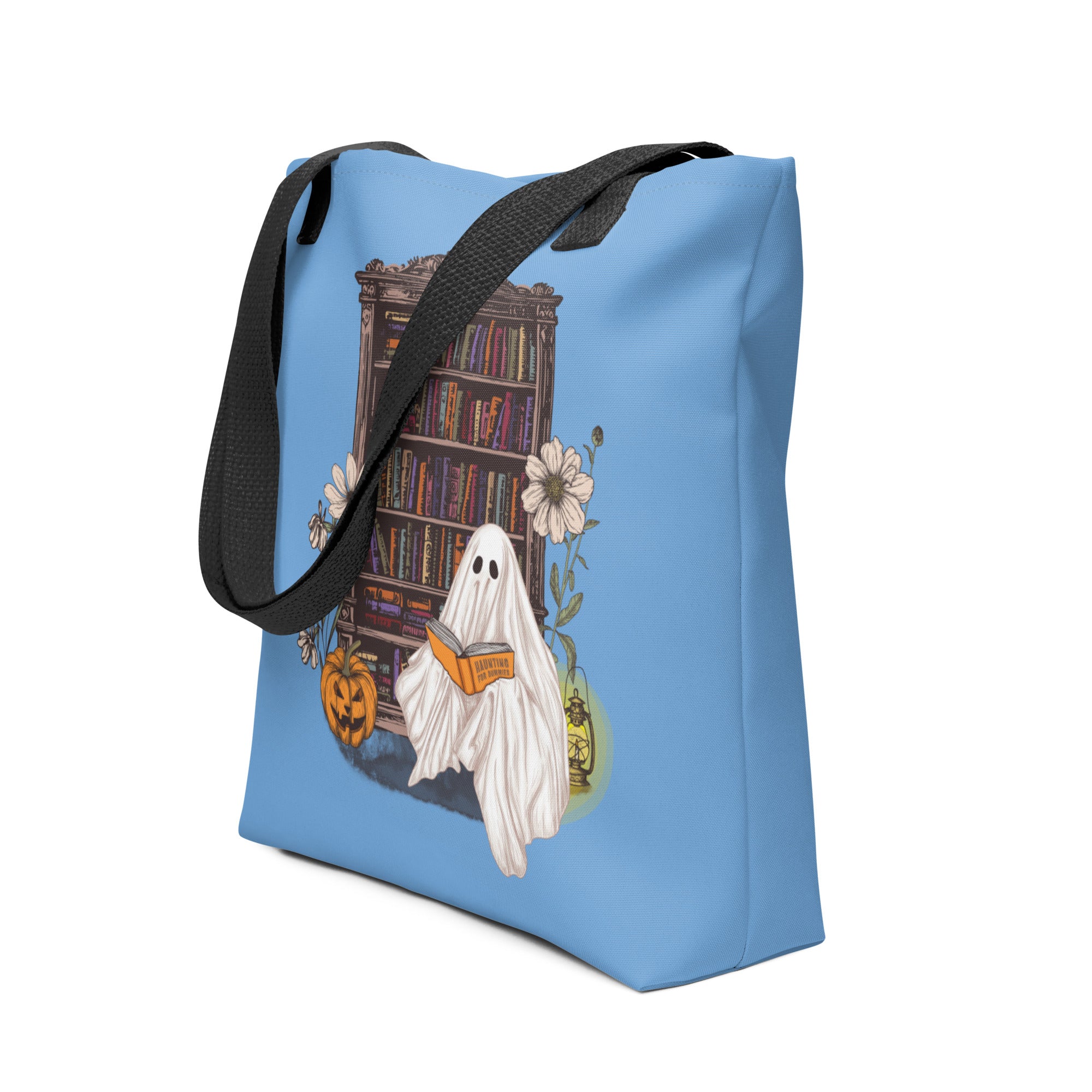 Haunting For Dummies: Ghost Reading A Book In A Haunted Library Vintage Illustrated Tote Bag
