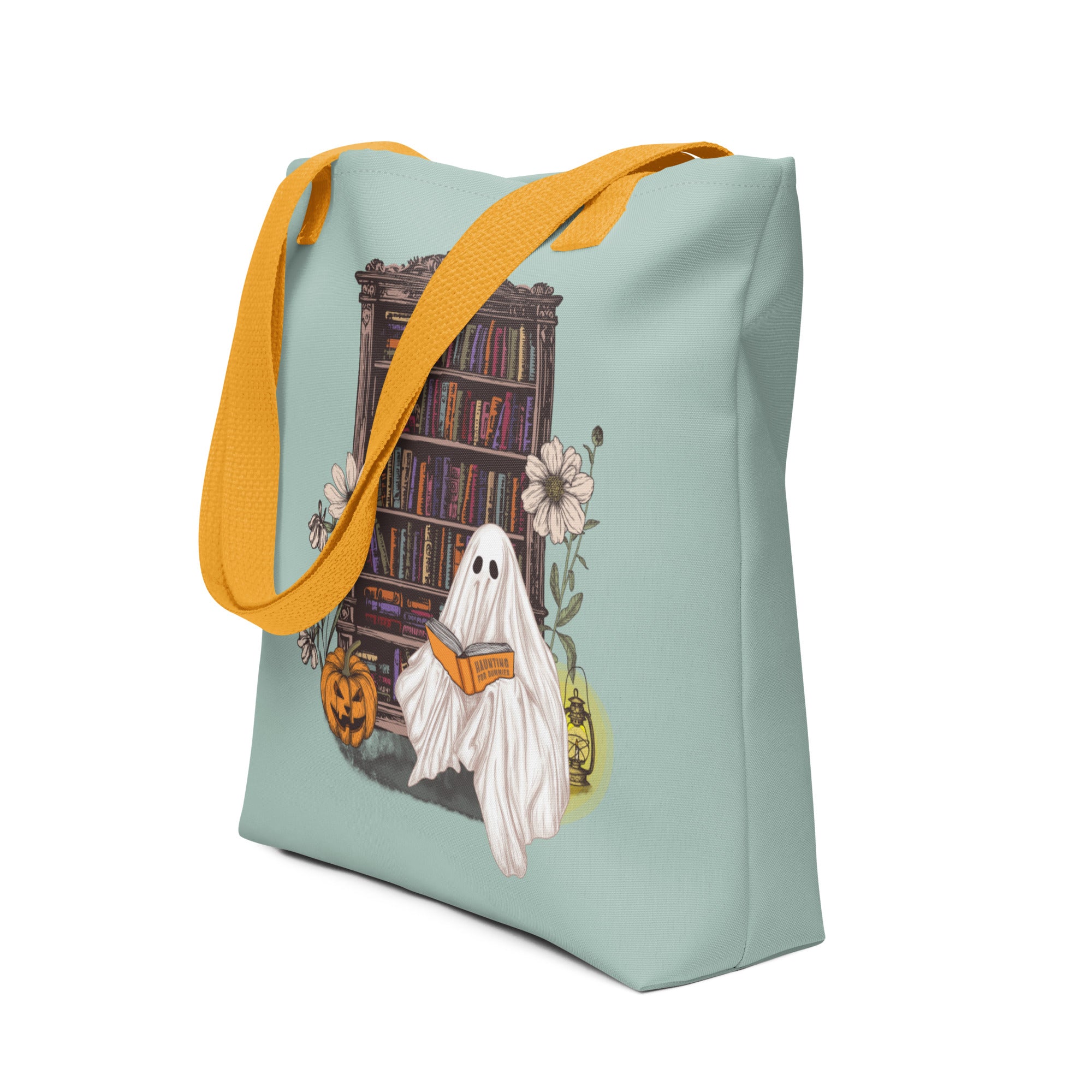 Haunting For Dummies: Ghost Reading A Book In A Haunted Library Vintage Illustrated Tote Bag