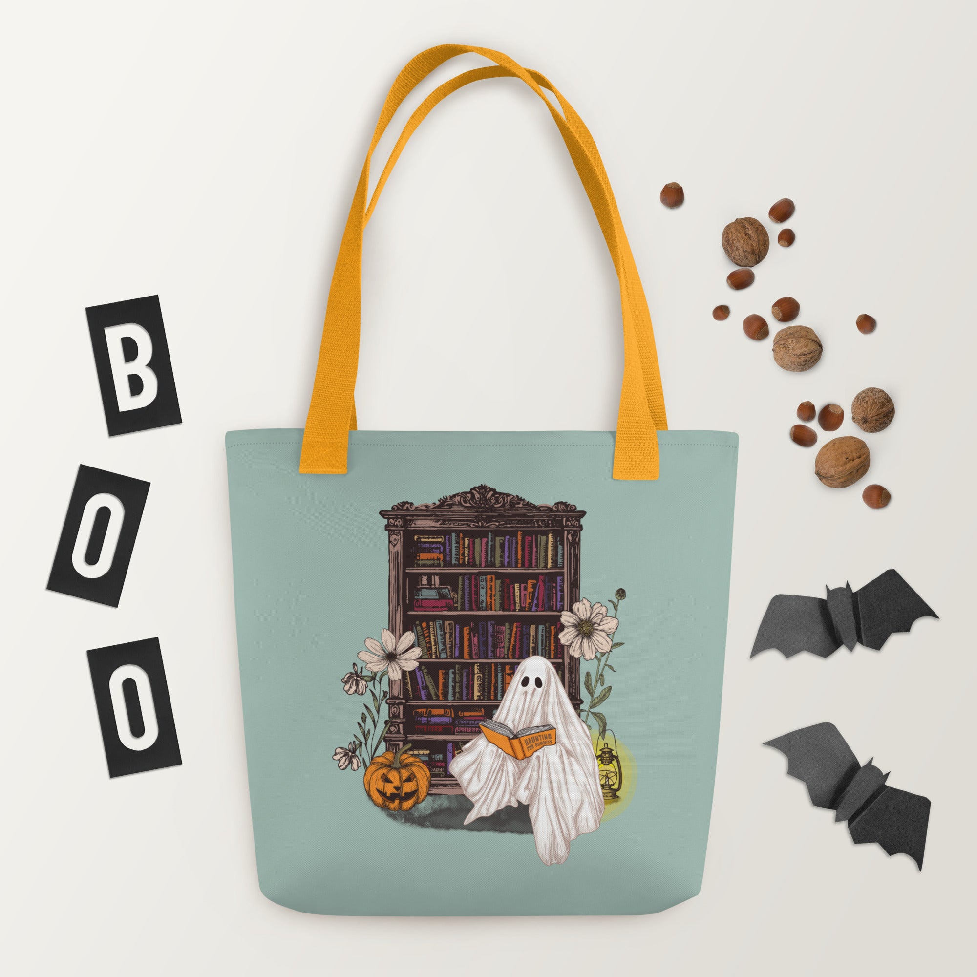 Haunting For Dummies: Ghost Reading A Book In A Haunted Library Vintage Illustrated Tote Bag