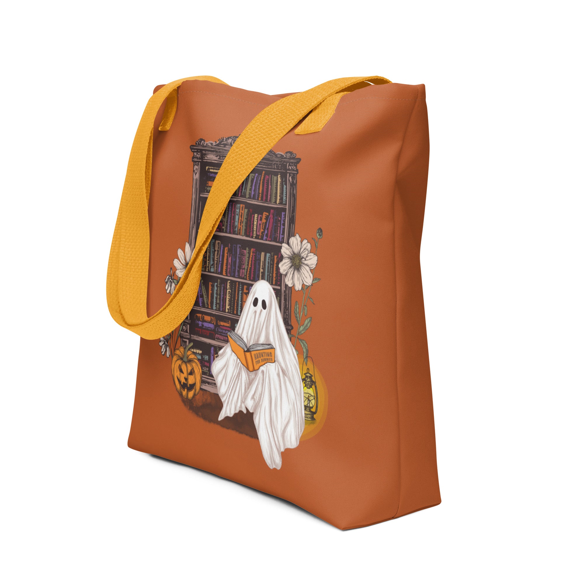 Haunting For Dummies: Ghost Reading A Book In A Haunted Library Vintage Illustrated Tote Bag