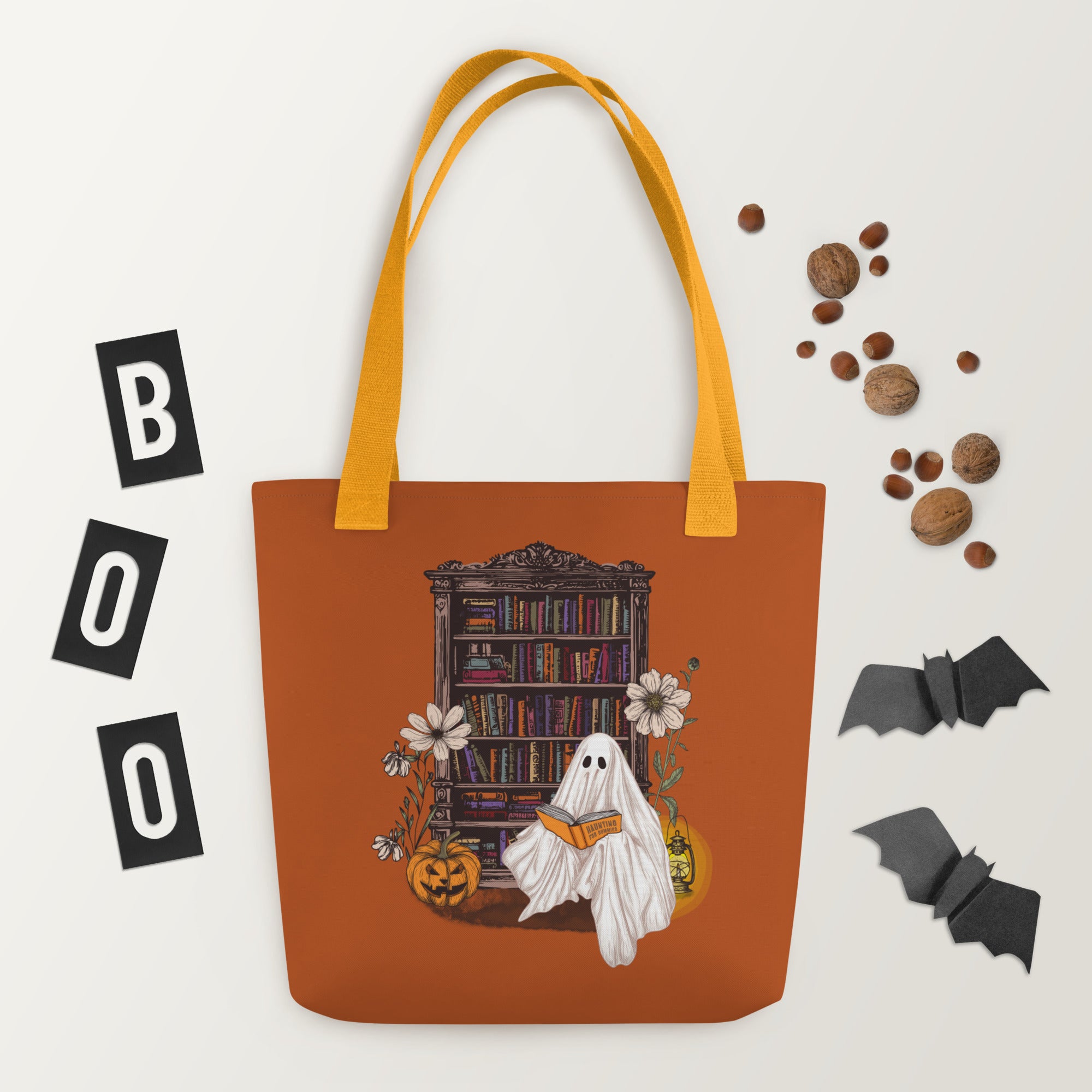 Haunting For Dummies: Ghost Reading A Book In A Haunted Library Vintage Illustrated Tote Bag