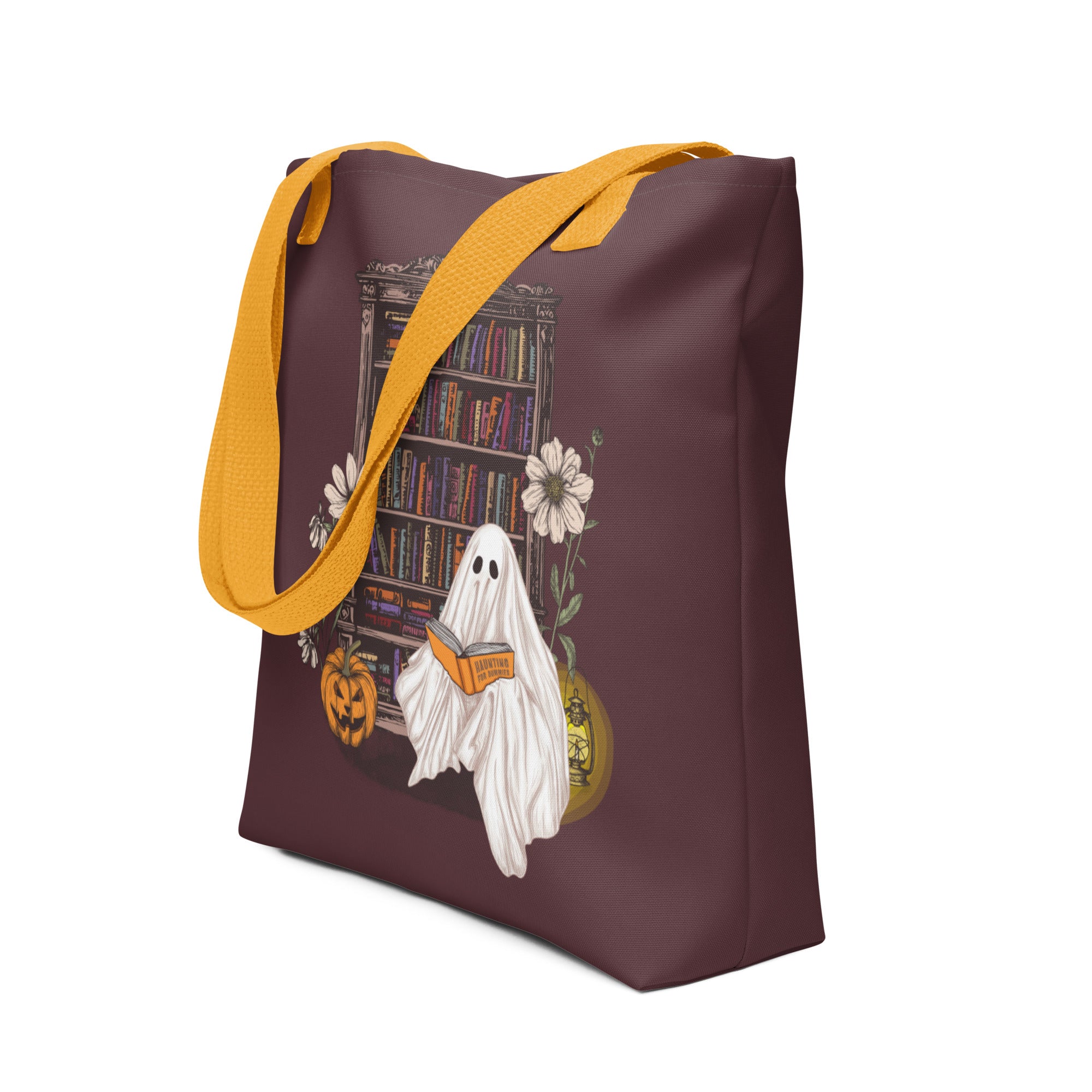 Haunting For Dummies: Ghost Reading A Book In A Haunted Library Vintage Illustrated Tote Bag