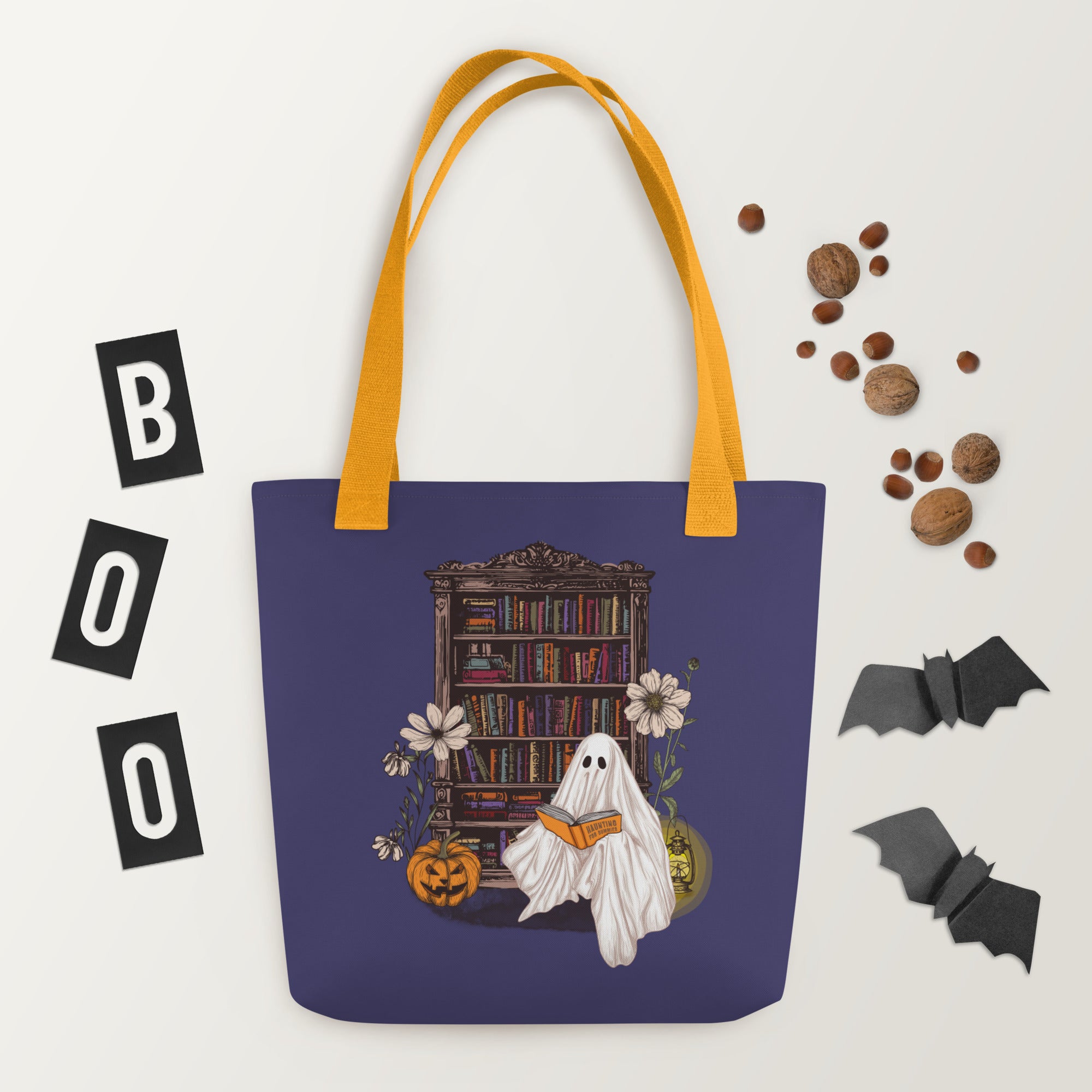 Haunting For Dummies: Ghost Reading A Book In A Haunted Library Vintage Illustrated Tote Bag