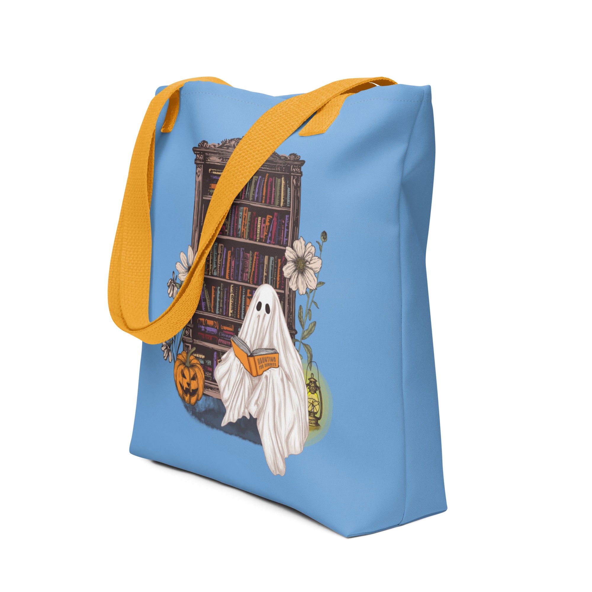 Haunting For Dummies: Ghost Reading A Book In A Haunted Library Vintage Illustrated Tote Bag