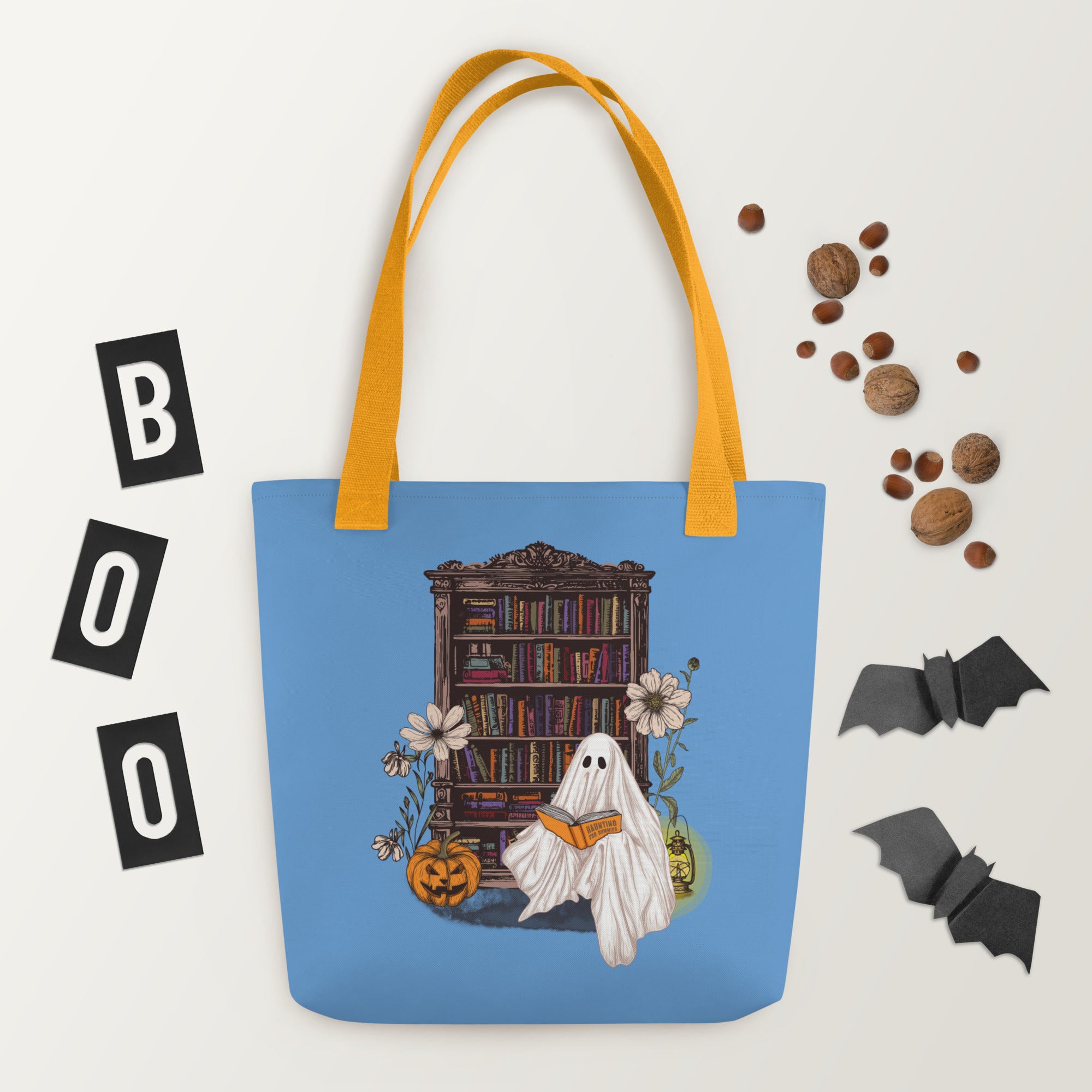 Haunting For Dummies: Ghost Reading A Book In A Haunted Library Vintage Illustrated Tote Bag