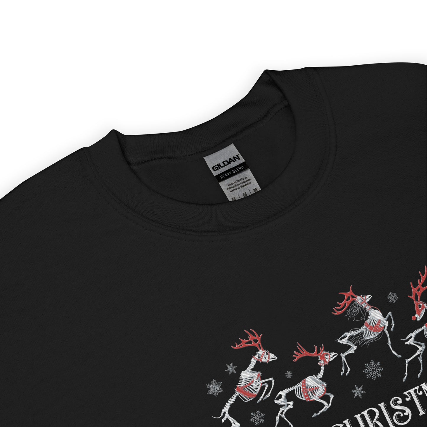 Embroidered Merry Christmas And All That Jazz Skeleton Dead Reindeer Sweatshirt