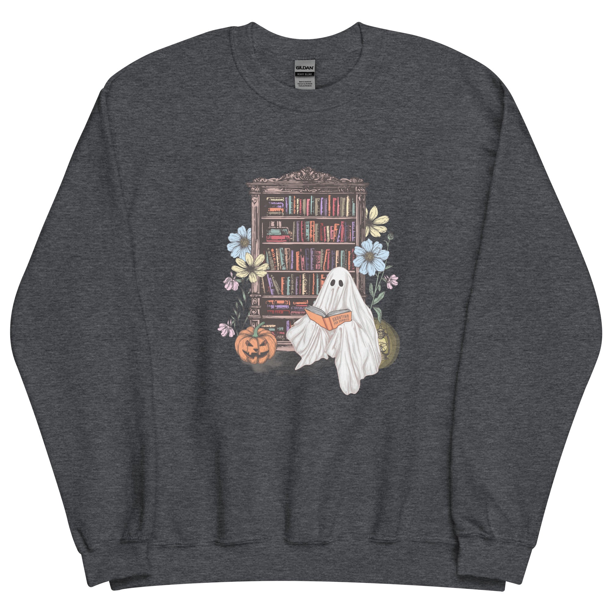 Haunting For Dummies: Ghost Reading A Book In A Haunted Library Vintage Illustrated Sweatshirt