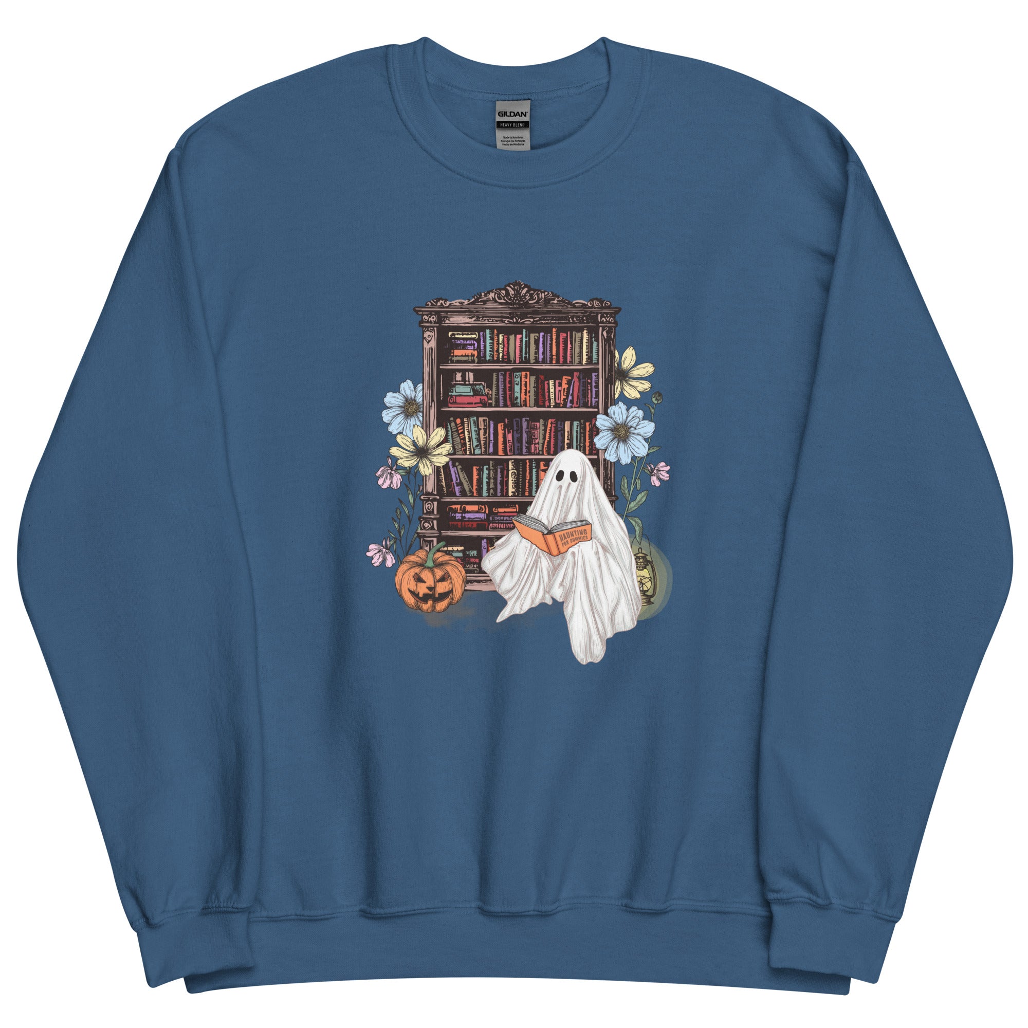 Haunting For Dummies: Ghost Reading A Book In A Haunted Library Vintage Illustrated Sweatshirt