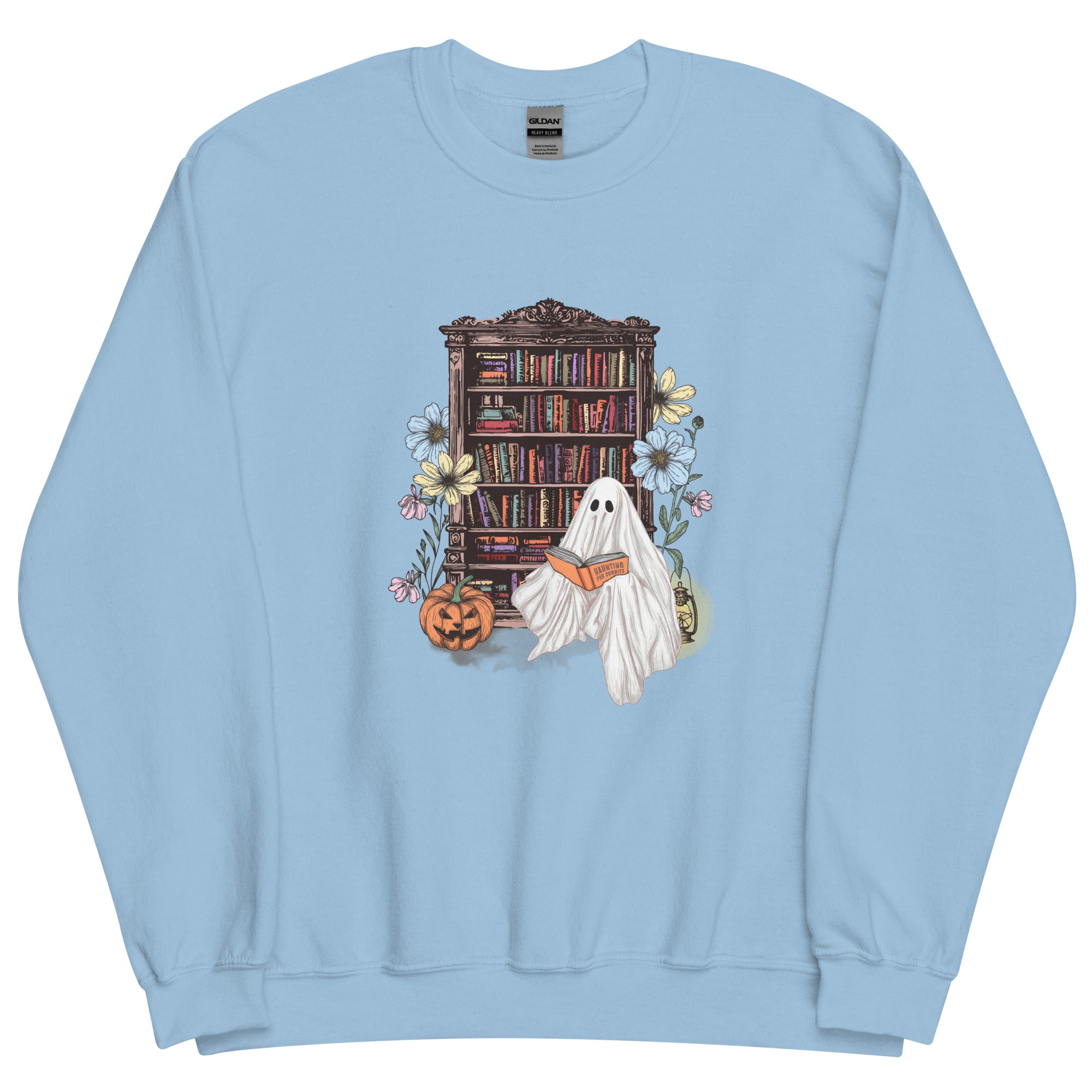 Haunting For Dummies: Ghost Reading A Book In A Haunted Library Vintage Illustrated Sweatshirt