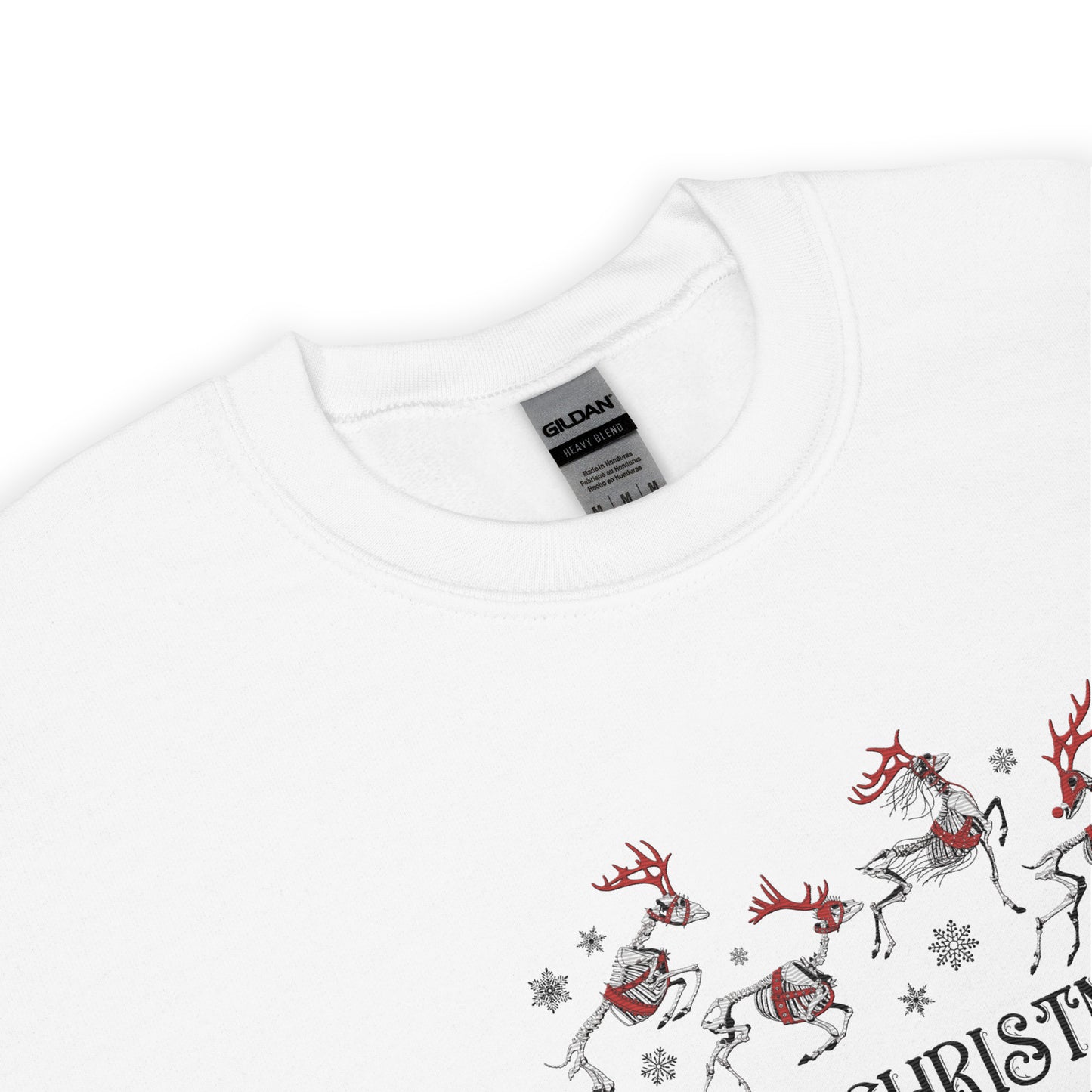 Embroidered Merry Christmas And All That Jazz Skeleton Dead Reindeer Sweatshirt