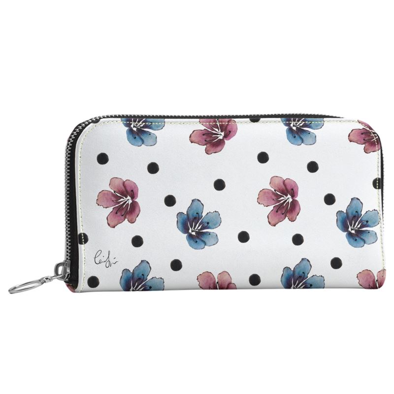 'Flora Dot' Leather Zip Purse