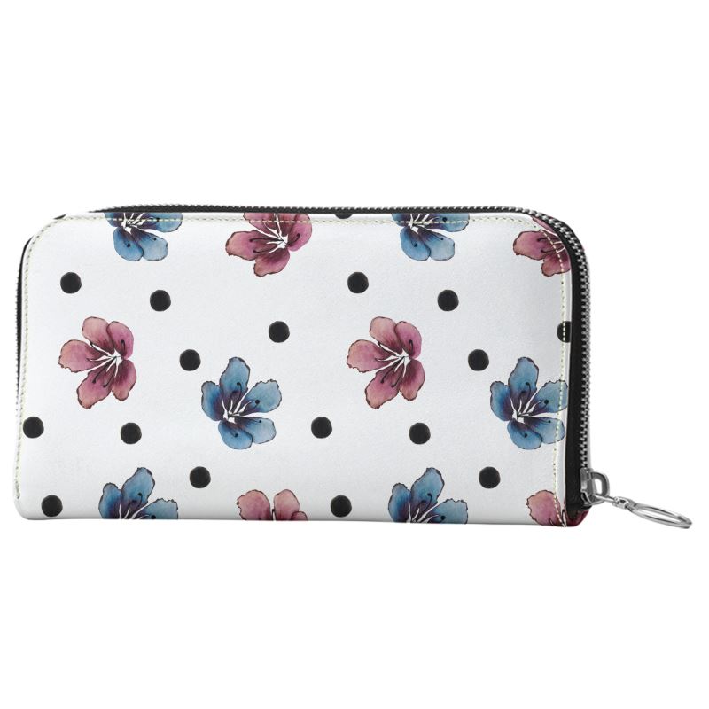 'Flora Dot' Leather Zip Purse
