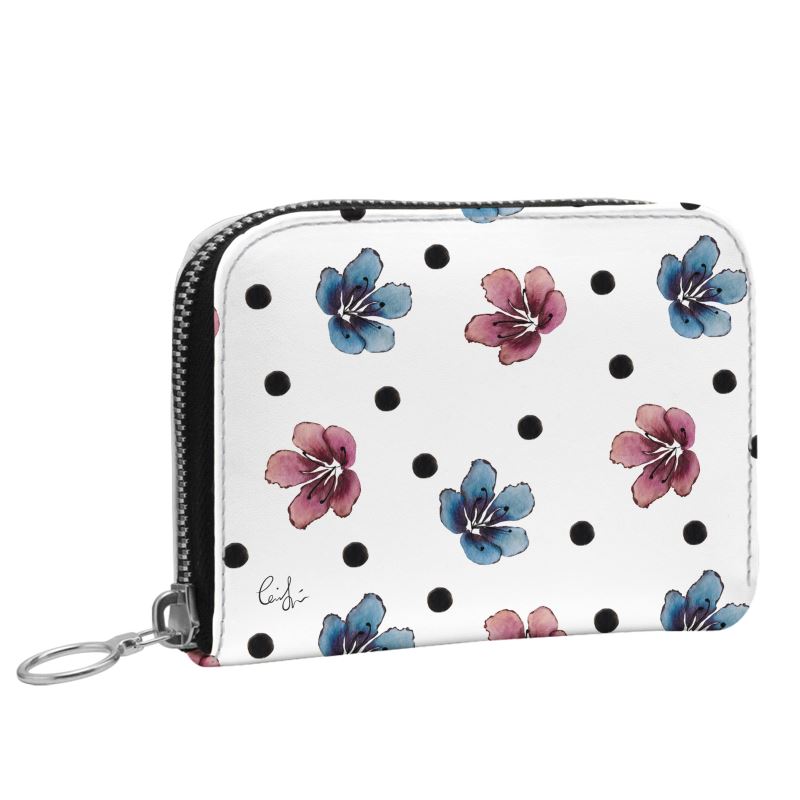 'Flora Dot' Mini Leather Zip Purse