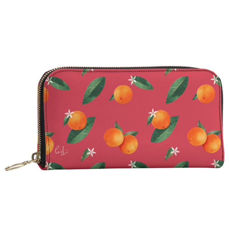 'Midsummer Orange' Leather Zip Purse
